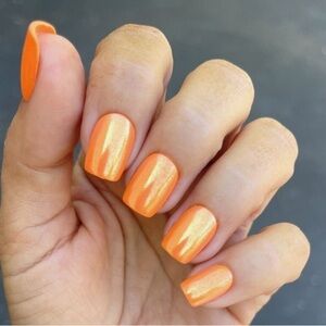 Red aspen acrylic nails Incredible Isadora shiny orange acrylic